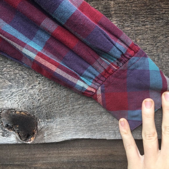 SOLD Poet Sleeve Plaid Button Down Shirt - Picture 4 of 7